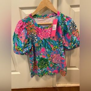Lilly Pulitzer Rhett Top Seabreeze Blue Walking on Sunshine